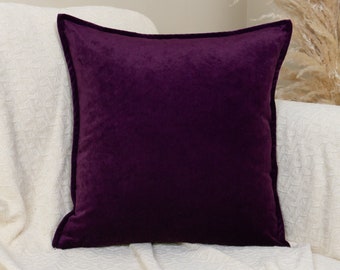 Velvet Aubergine Purple Cushion Pillow Cover Square Rectangle Lumbar - In Any Size