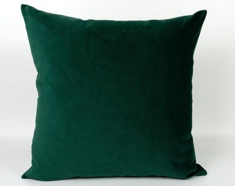 Funda de almohada verde oscuro de terciopelo de felpa, funda de cojín de terciopelo verde esmeralda, cojín verde de terciopelo decorativo, (todos los tamaños)