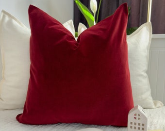 Funda de almohada de terciopelo burdeos decoración del hogar funda de almohada de tiro rojo vino, fundas de almohada de tiro burdeos de terciopelo de felpa (todos los tamaños)