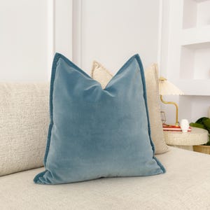 Premium fluwelen Duck Egg Blue sierkussenhoes blauw geflensde kussenhoes woondecoratie lendekussensloop (alle maten)