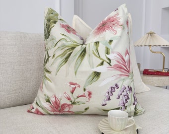 Linen Tropical Floral Scatter Cushion Cover William Morries Style Floral Throw Pillow Cover for Home Decor Scatter Pillow Covers (All Sizes)