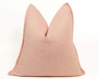 Cuscino in cotone e lino rosa antico - Fodera per cuscino, federa in lino naturale rosa, (qualsiasi dimensione personalizzata)