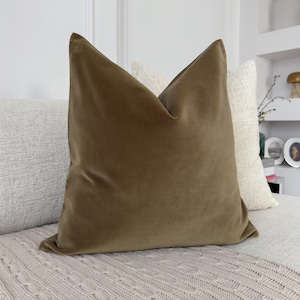 Cotton Taupe Velvet Pillow Cover; Decorative Neutral Throw Pillow for Couch Bed Sofa (All Sizes)