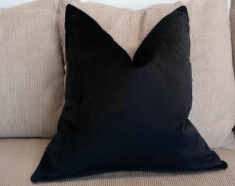 Luxury Black Velvet Pillow Cover Soft Square Throw Pillow Cotton Velvet Decorative Accent Pillow for Couch or Bed (All Sizes)