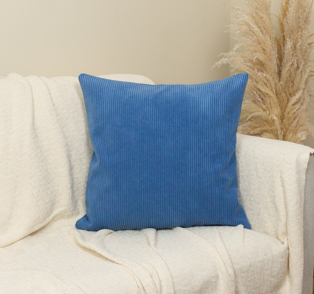 Extra Soft Cord Velvet Sky Blue Throw Pillow Cover Decorative Etsy