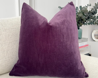 Cord Velvet Purple Pillow Cover Decorative Plum Accent Pillow Cover (All Sizes)