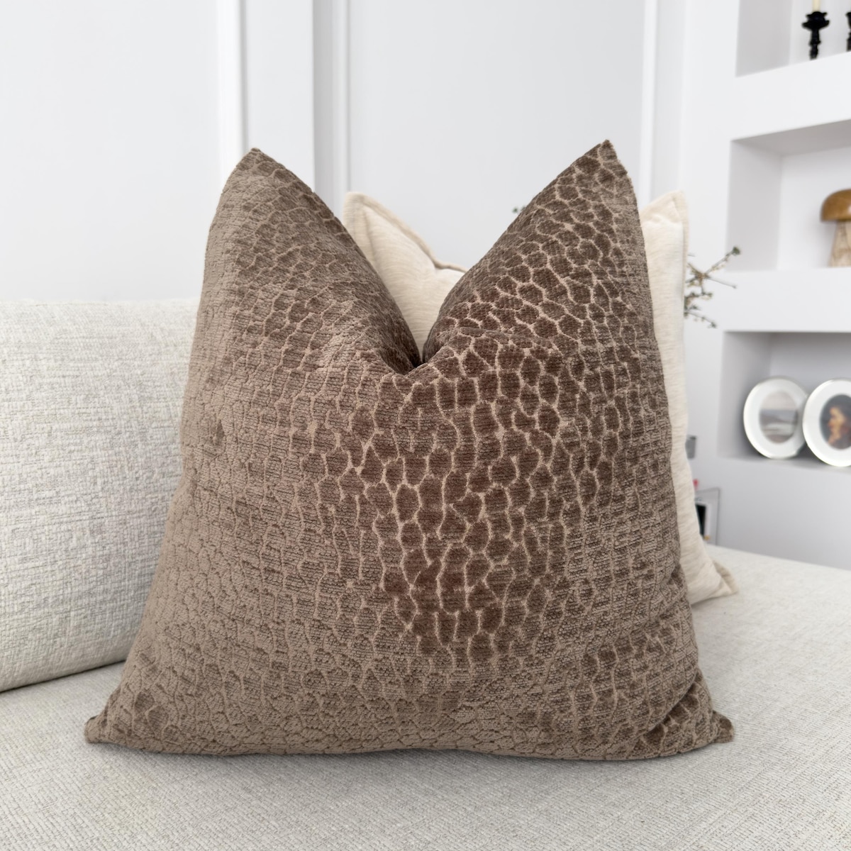 Embossed Velvet Brown Pillow Cover Modern Home Decor Accent Pillow Cover Lumbar (All Sizes)
