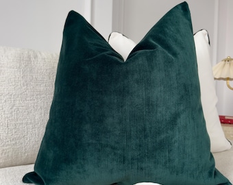 Funda de almohada de terciopelo de lujo en color verde azulado, suave y decorativa, ideal para sofá, cama y sala de estar (todos los tamaños).
