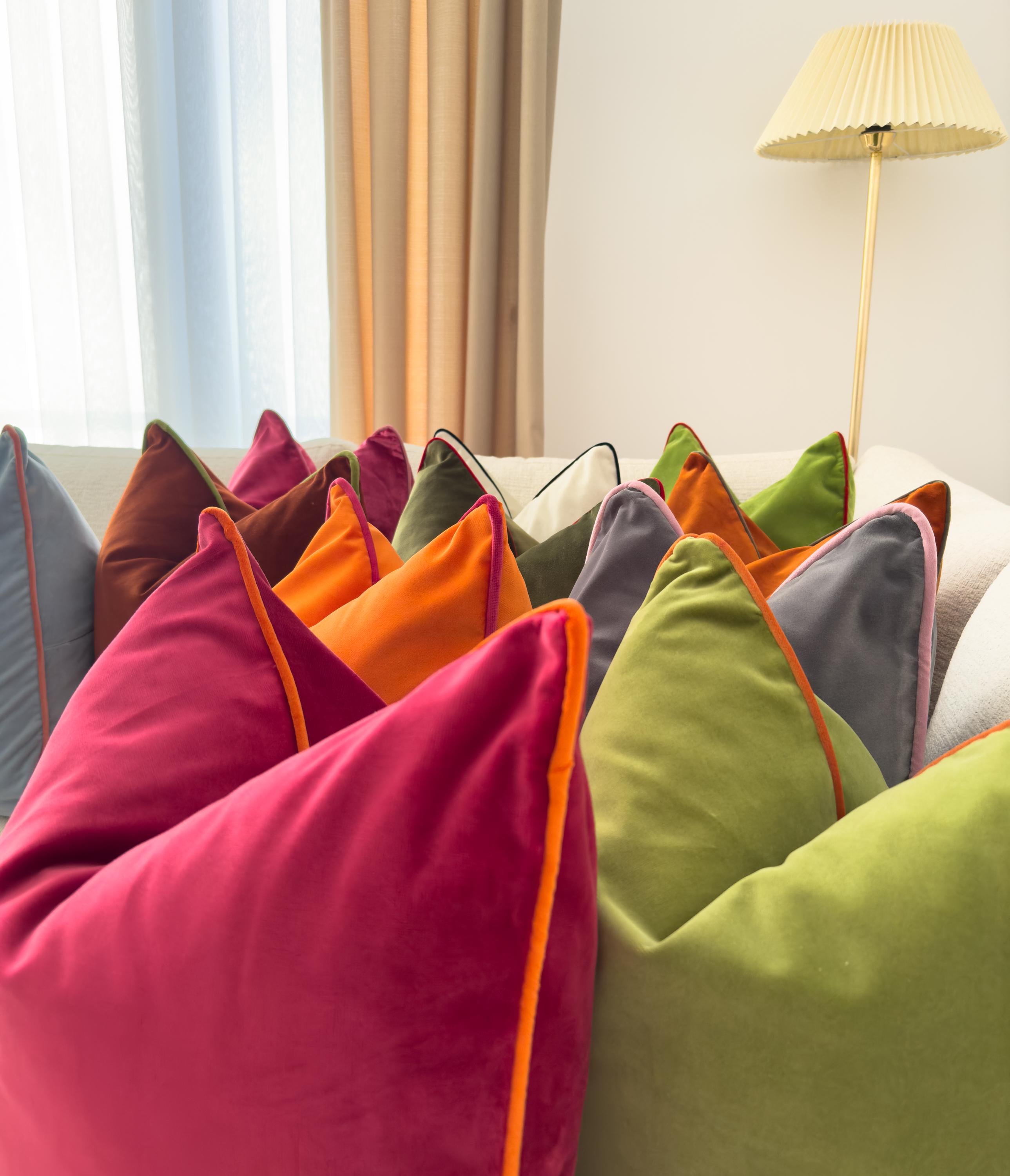 Velvet Piping Pillow Covers Custom Color Piping Cushion Cover (42 Custom Color)