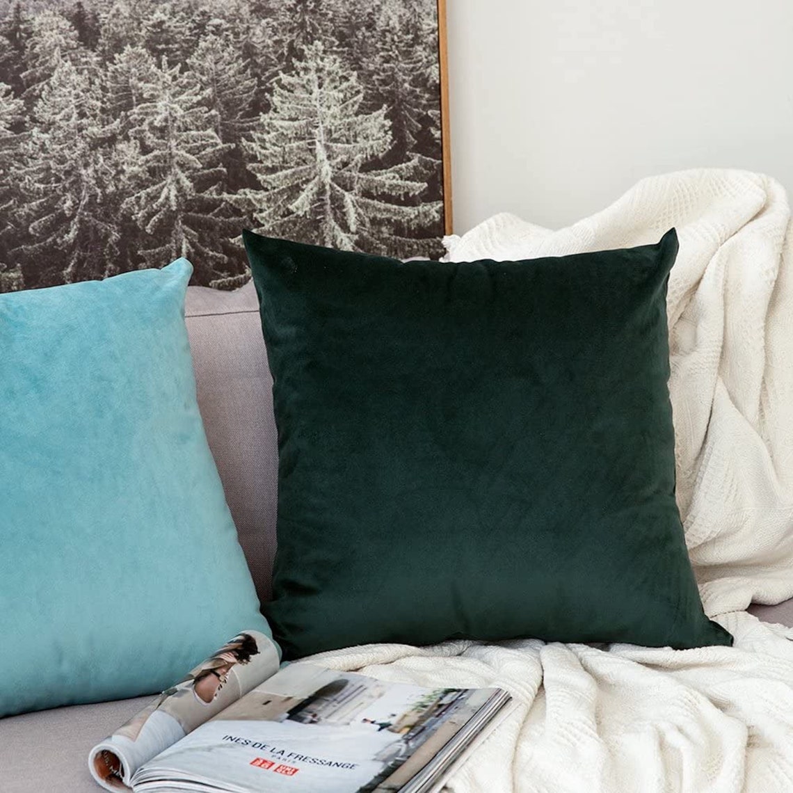 Handmade Dark Green Velvet Cushion Cover I Dark Green Pillow Etsy