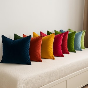 Luxurious Cotton Velvet Throw Pillow Covers: Any Custom Size, 42 Colors Choices