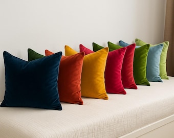 Luxurious Velvet Pillow Covers; Decorative Throw Pillow Cover Lumbar - 42 Colors Choices - Any Custom Size