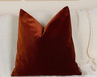 Premium Velvet Terracotta Throw Pillow Cover Rust Cushion Cover Velvet Lumbar Pillow Cover (All Sizes)