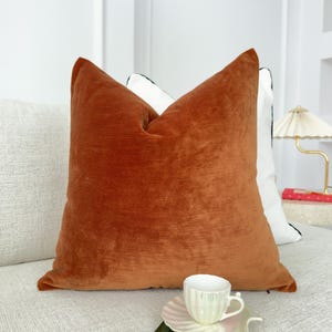 Luxury Terracotta Cord Velvet Pillow Cover Soft Burnt Orange Cushion Decorative Rust Throw Pillow for Couch or Bed (All Sizes)