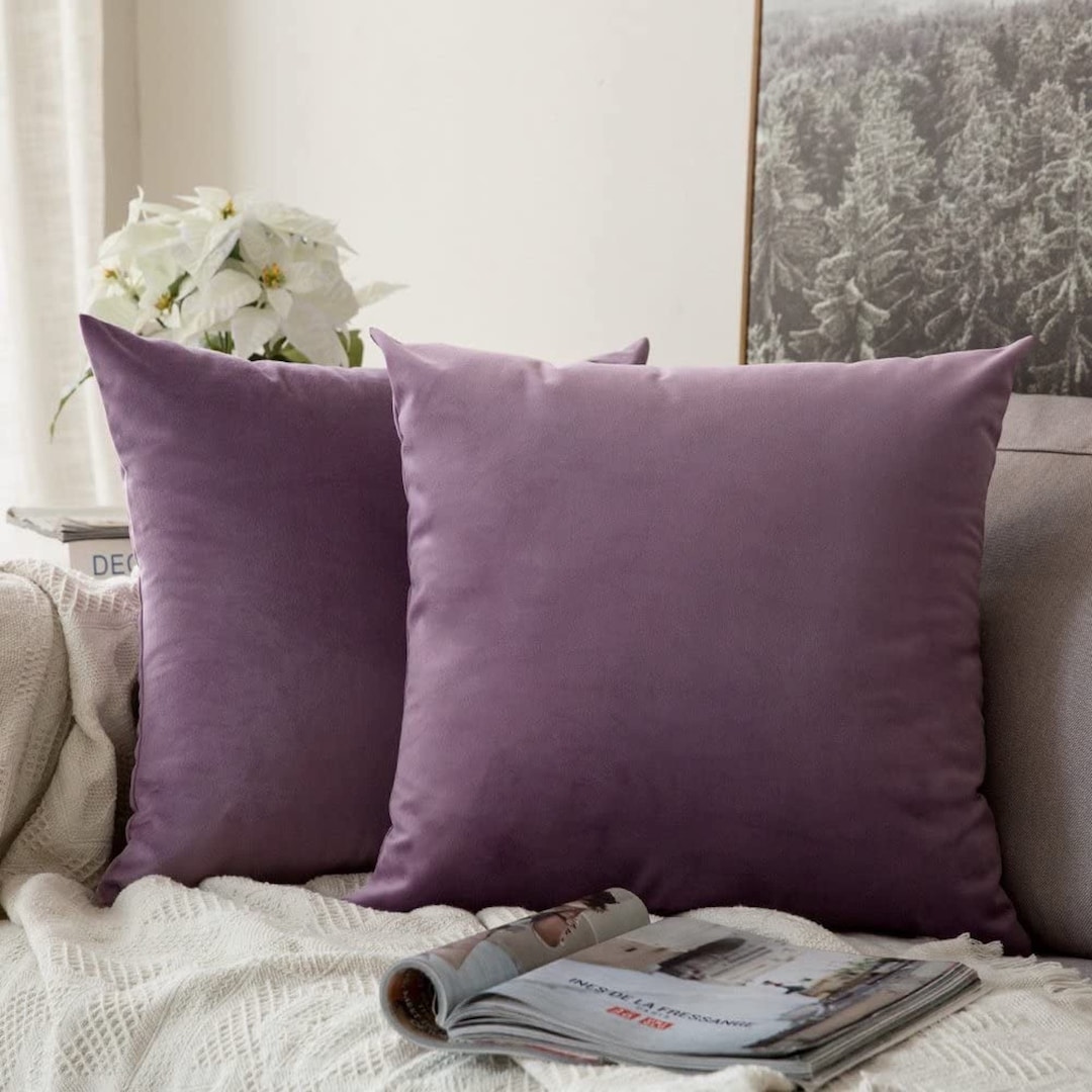 Luxury Purple Velvet Pillow Cover, Velvet Purple Cushion Cover, Purple