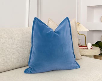 Velvet French Blue Pillow Covers Home Decor Blue Cushion Covers Velvet Navy Blue Lumbar Pillow Covers (All Sizes) 9 Color Options