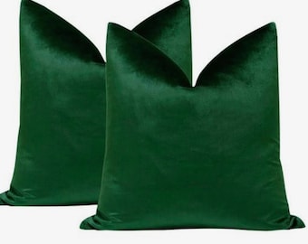 Luxury Shiny Dark Green Velvet Christmas Pillow Cover, Velvet Christmas Decor Green Cushion Cover (All Sizes)