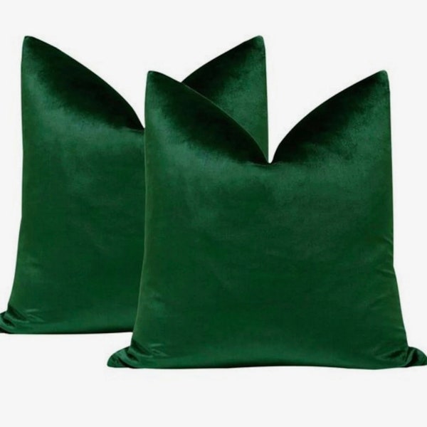 Luxury Shiny Dark Green Velvet Christmas Pillow Cover, Velvet Christmas Decor Green Cushion Cover (All Sizes)