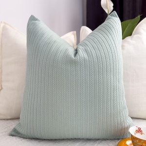 Cotton Linen Duck Egg Blue Waffle Pillow Cover Decorative Waffle Cushion Cover   (All Sizes) 18 Color Options