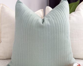 Cotton Linen Duck Egg Blue Waffle Pillow Cover Decorative Waffle Cushion Cover   (All Sizes) 18 Color Options