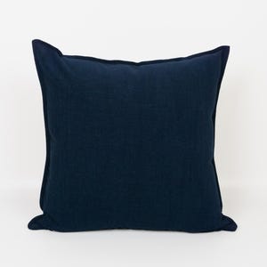 Dark Navy Blue Cotton Pillow Cover: Soft Textured Woven Fabric Dark Blue Cushion Covers, All Sizes