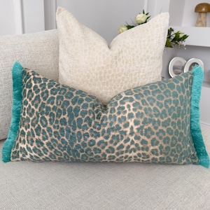 Velvet Leopard Textured Fringe Pillow Cover Tassel Desinger Cushion Covers (All Sizes)