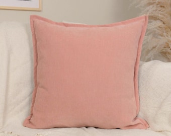 Cotton Dusty Pink Pillow Cover: Soft Textured Woven Fabric Powder Pink Cushion Covers, All Sizes
