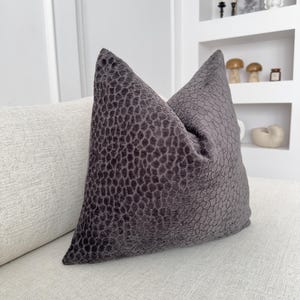 Luxury Embossed Velvet Dark Gray Pillow Cover Throw Pillow Grey Cover Cushion Cover (All Sizes)