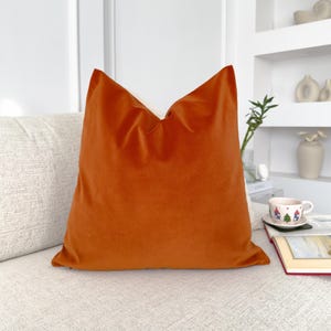 Velvet Burnt Orange Pillow Cover Rust Throw Pillow Cover Orange Lumbar Pillow Covers (All Sizes)