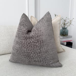 Embossed Velvet Gray Pillow Cover Square Decorative Grey Cushion Cover (All Sizes)