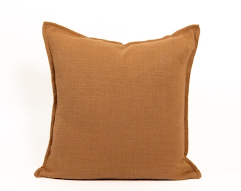 Linen Burnt Orange Pillow Cover Rust Orange Linen Farmhouse Cushion Cover Lumbar Linen Pillow Covers  (All Sizes)