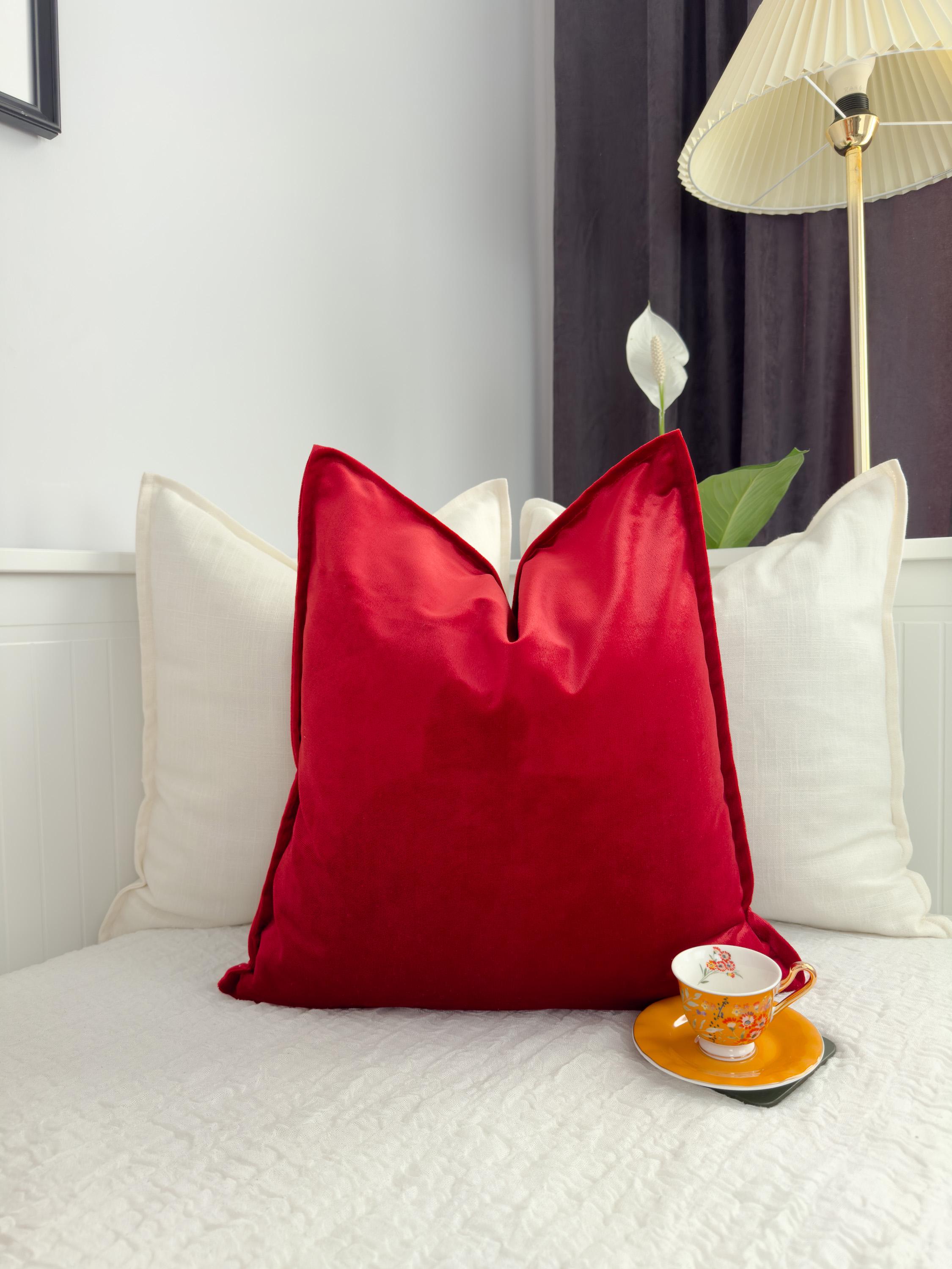 Mn113a Deep Wine Red Crushed Velvet Cushion Cover – Custom Size, Shape, Quantity (Cover Only)