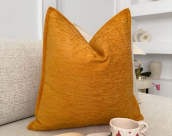 Chenille Velvet Burnt Orange Pillow Cover; Rust Orange Cushion Cover, (All Sizes)