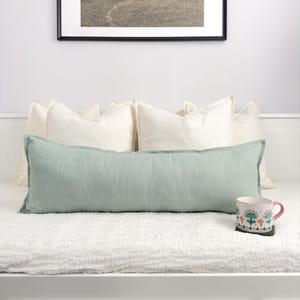 Linen Sage Green Lumbar Pillow Cover Mint Green Pillow Cover Body Pillow Lumbar Cushion Cover (All Sizes)