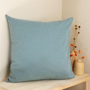 Cosy Cotton Duck Egg Blue Pillow Cover Linen Textured Duck Egg Blue Scatter Cushion  Cushion Covers  (All Sizes)