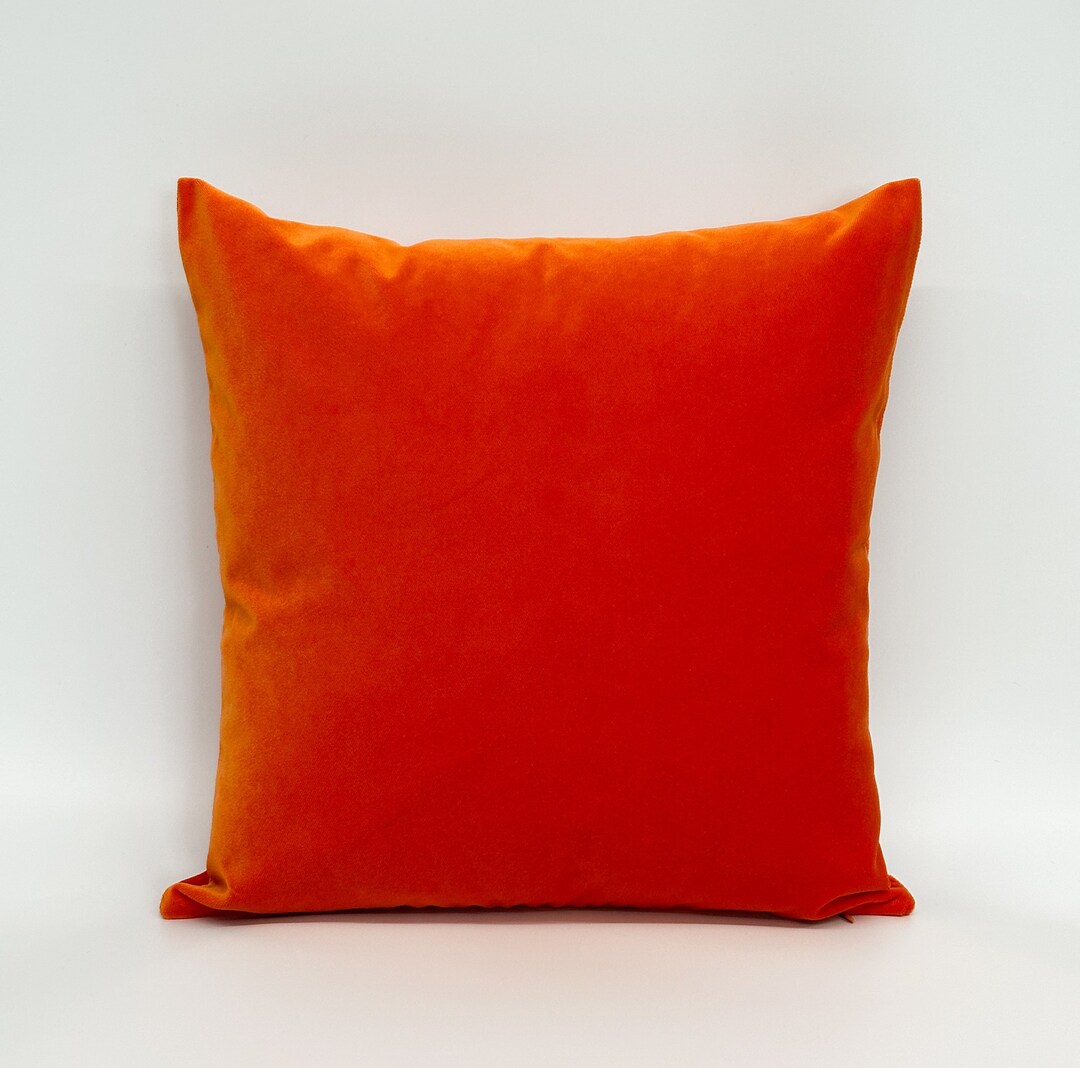 Plush Velvet Orange Pillow Cover Turkish Woven Velvet Orange Etsy