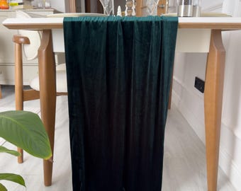 Velvet Dark Green Stretch Table Runner: Soft Christmas Table Decor Emerald Green Velvet Table Cloth Runner, Custom Sizes Available