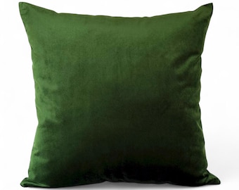 Velvet Forest Green Throw Pillow Cover Decorative Green Lumbar Pillow Cover (All Sizes)