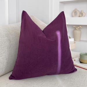 Funda de almohada de algodón suave y morada, color ciruela (todos los tamaños)