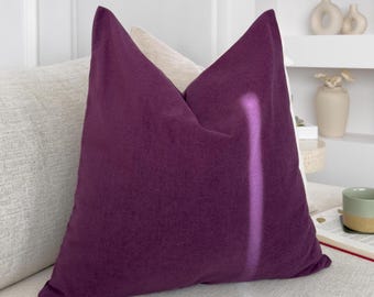 Deep Purple Cotton Pillow Cover: Soft Textured Woven Fabric Aubergine Cushion Covers, All Sizes
