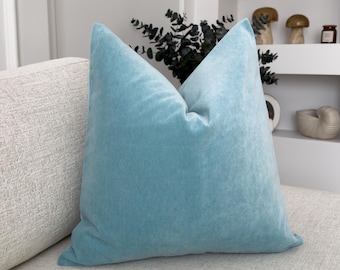 Luxury Velvet Mint Blue Pillow Cover Soft Aqua Blue Cushion Decorative Throw Pillow Covers (All Sizes)