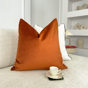 Velvet Terracotta Pillow Cover Rust Cushion Cover Home Decor Rusty Lumbar Pillow Cover (All Sizes)