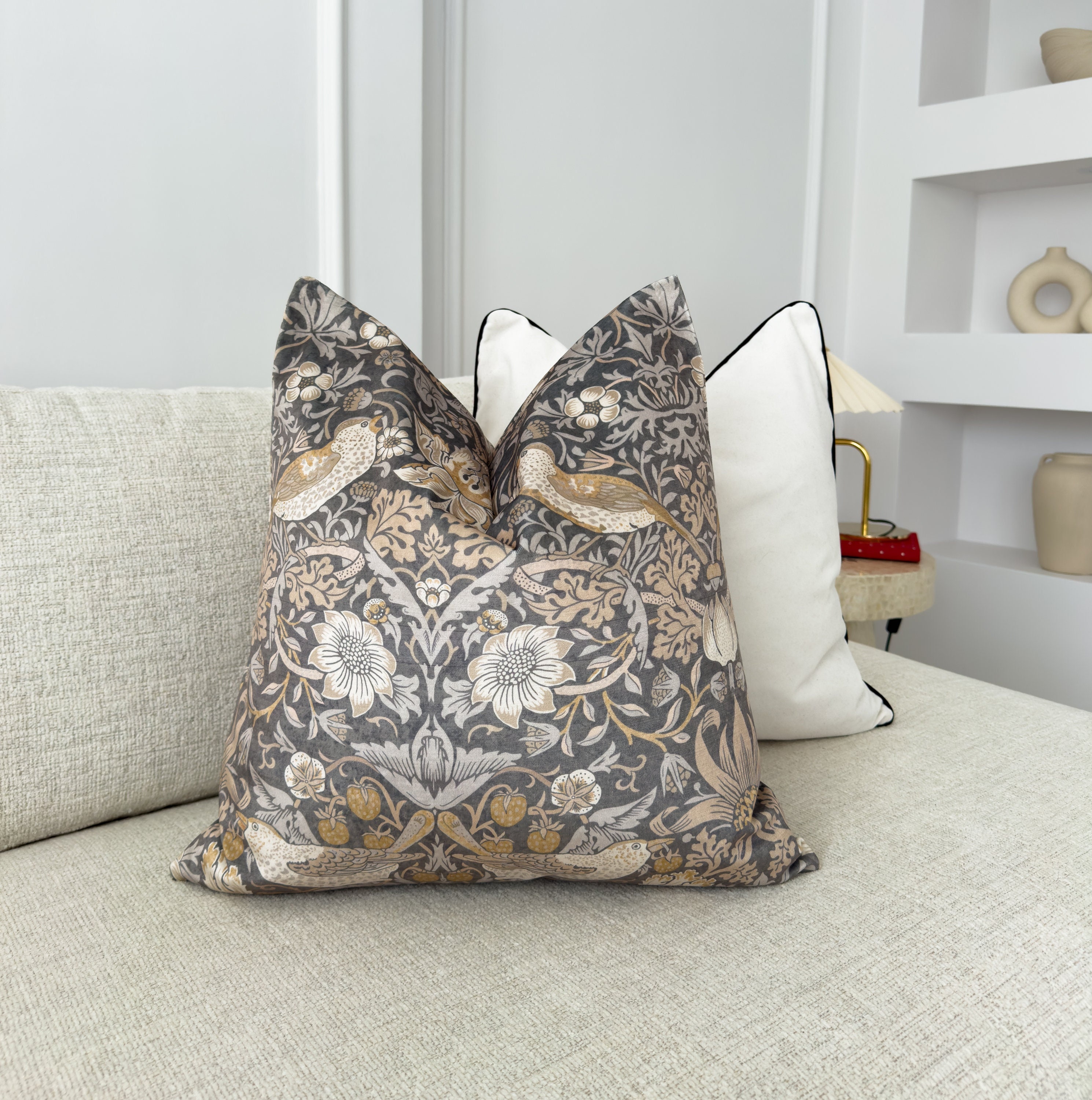 Federa Cuscino Quadrata 40x40 Cm Con Motivo Floreale Vintage William Morris - Lino Resistente Con Cerniera Nascosta - Decorazione Per Divano E Letto
