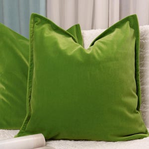 Premium Velvet Apple Green Pillow Cover Decorative Green Scatter Cushion Cover Long Velvet Lumbar Pillow Cover (All Sizes)