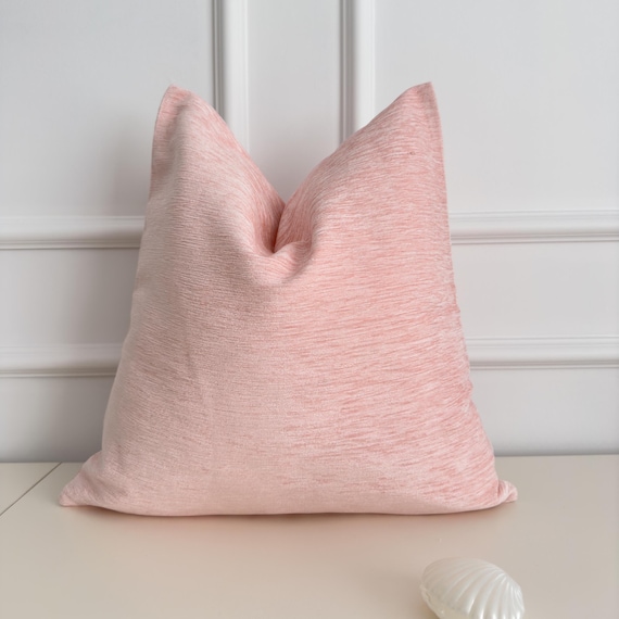 Chenille Velvet Blush Pink Pillow Cover Decorative Lumbar Dusty