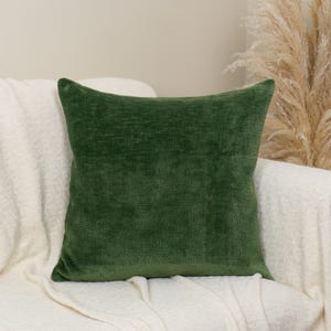 Super Soft Teddy Boucle Dark Green Pillow-Cushion Cover, Decorative Sofa, Bed Teddy Throw Pillow-Cushion Covers (Any Custom Size)
