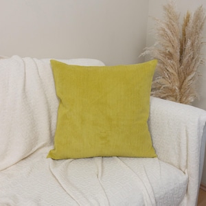 Extra Soft Cord Velvet Lemon Yellow Pillow Cover, Gold Cushion Cover (Any Custom Size)