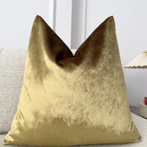 Luxury Velvet Mustard Gold Pillow Cover Yellow Decorative Throw Pillow Luxury Accent Cushion (All Sizes)