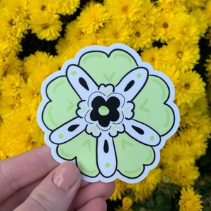 Adesivo de flor verde, adesivo para laptop, adesivo de vinil, adesivo para garrafa de água, à prova d&#39;água