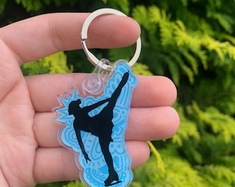 Blue Figure Skating Keychain